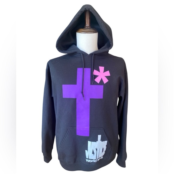 Justin Bieber Justice World Tour Hoodie Sweatshirt Black SZ M - Picture 1 of 7